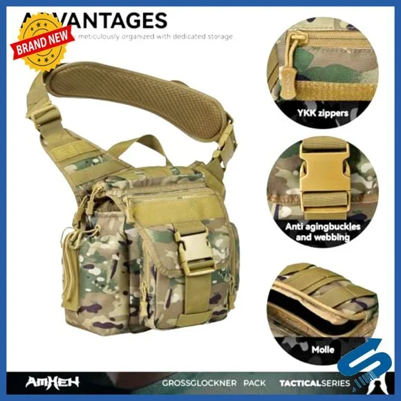 Tactical Messenger Bag Molle Crossbody Sling Backpack Waterproof Multiple